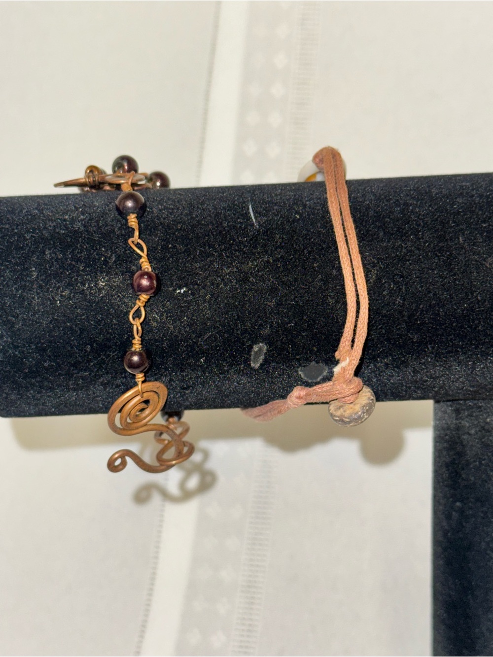 Copper Wire & Dark Brown Bead Bracelet Women’s Adjustable Bracelet Homemade
